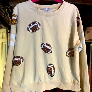 White Birch boutique sequined football crew neck xl